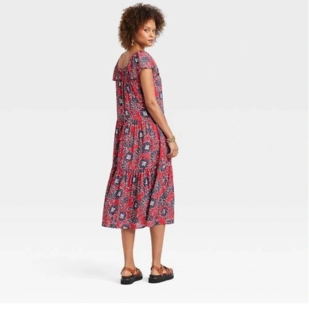 Knox Rose Women's Red Floral Bohemian Maxi Dress - Large NWT - Picture 5 of 9